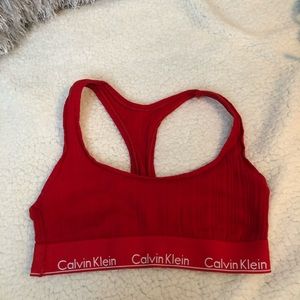 Red holiday edition Calvin Klein sports Bra